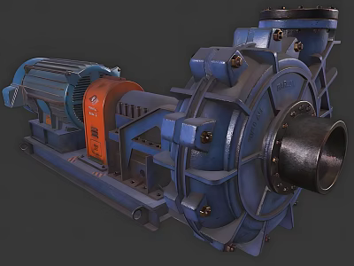 Heavy Duty Industrial Centrifugal Pump With Electric Motor And Metal Body 3d model