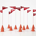 Red Flags On Orange Cones With Connected Lines Showing Multiple Years Timeline