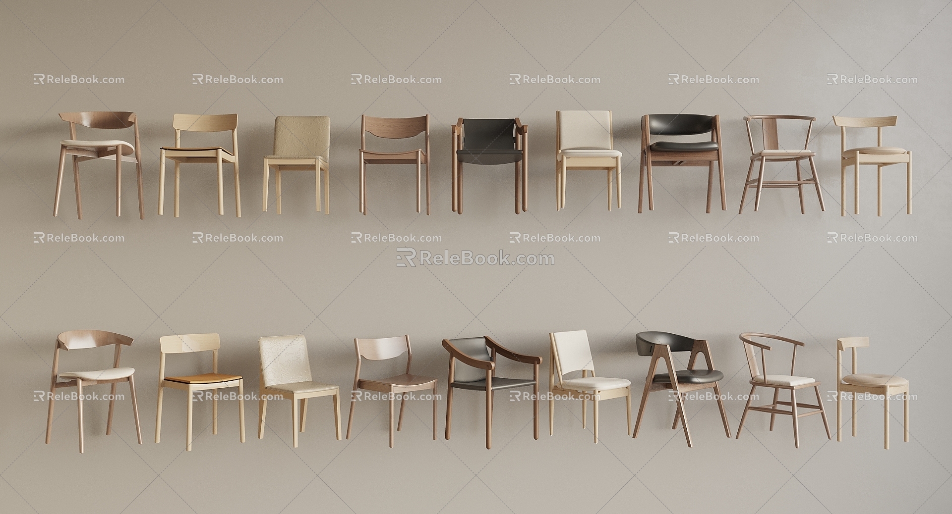 Nordic Dining Chair Single Chair 3d model