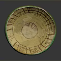 Hand Carved Ceramic Bowl With Intricate Geometric Patterns Green Rim And Yellow Body