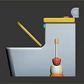 Colorful Bathroom Toilet Accessories with Yellow Lid Brush and Toilet Paper Roll