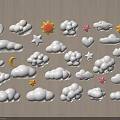 White Decorative Cloud Moon Star Sun And Heart Shaped Decor Items With Colorful Accents