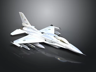 White Fighter Jet Model With Detailed Design And Weapon Attachments On Black Background 3d model