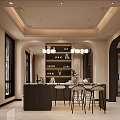 Elegant Modern Living and Dining Room Interior With Sofa Coffee Table And Chandelier