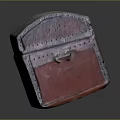 Vintage Decorative Storage Trunk With Red Body And Metal Embossed Lid