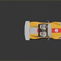 Yellow Convertible Sports Car Featuring Red Stripes Number 11 Blue Spoiler Red Wheels Brown Seats