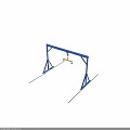 Blue Gantry Crane Structure With Mobile Tracks And Hanging Hook Beam