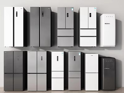 Modern Refrigerators and Freezers Various Styles Double Multi Door White Gray Black 3d model