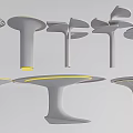 Creative Modern Gray Pillars With Unique Shapes Yellow Accents And Tabletop 3d model