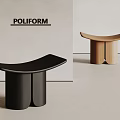 POLIFORM Stylish Modern Curved Stools In Black And Brown Design