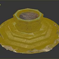 Octagonal Copper Fountain Basin With Multi Tiered Stone Pedestal And Carved Details