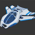 Futuristic SkyCruiser Spacecraft with White Blue Exterior and Transparent Cockpit for Advanced Space Exploration