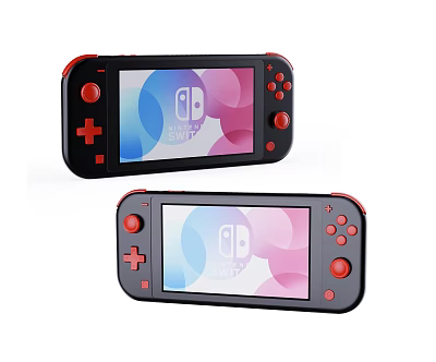 Nintendo Switch Portable Gaming Consoles as Entertainment Electronics with Black Red Design and Colorful Screen 3d model