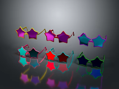 Colorful Stylish Star Shaped Sunglasses With Reflective Lenses And Multiple Hues 3d model