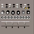 Modern downlight luminaire combination track spotlight 3d model