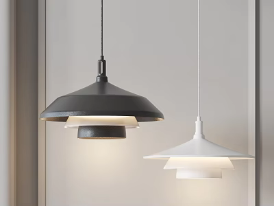 Modern Black and White Pendant Lights with Minimalist Shade Design Hanging 3d model