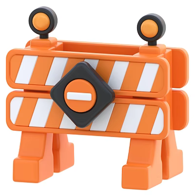 Orange White Striped Roadblock Shaped Decorative Ornament Set For Home Decor 3d model