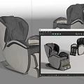 Modern Comfortable Massage Chair With Gray Black Leather And Ergonomic Design