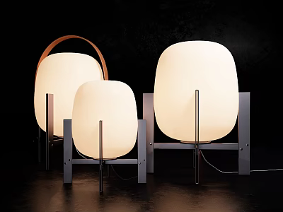Modern Table Lamp Design With White Lampshade Metal Frame And Soft Light 3d model