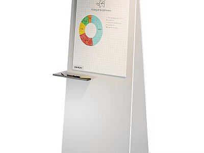 White Vertical Decorative Cabinet With Whiteboard Pie Chart Text And Bottom Tray For Information 3d model
