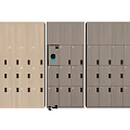Modern Lockers Side by Side With Central Black Square Compartment and Small Items
