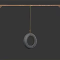 Outdoor Play Equipment Featuring Wooden Frame And Hanging Tire Swing
