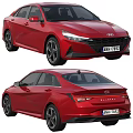 Red Hyundai Elantra Car Exterior Design With Front Fascia And Rear End View