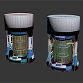 Modern Dual Devices With White Top Blue Structure Transparent Body Internal Flame Effect