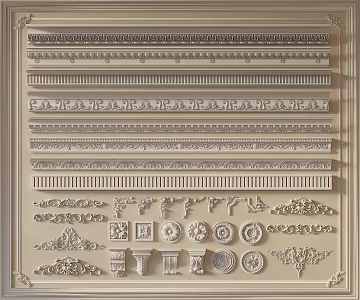 French Gypsum Line European Gypsum Line Corner Decorative Line Lamp Plate 3d model