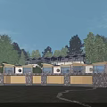 Modern Homestay Building With Glass Windows And Stone Wall Surrounded By Trees On Lawn