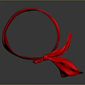Red Silky Shiny Scarf With Bow Knot On Dark Glossy Background