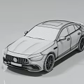 Blue Sports Sedan With Sleek Aerodynamic Body Sporty Front Grille And Alloy Wheels