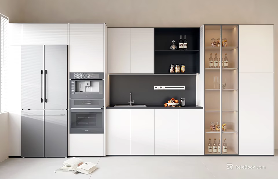 Stylish Modern Kitchen Sideboard With Ample Storage And Functional Design Features 3d model