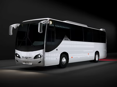 Modern White City Bus With Bright Headlights And Sleek Exterior Design 3d model