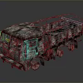 Military Camouflage Tank 3D Model With Open Cargo Area Metal Frame And Multiple Wheels