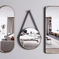 Modern Interior Decor with Stylish Mirrors in Oval Teardrop and Rectangular Shapes Hanging on Wall 3d model
