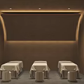 SPA Sauna Interior With Massage Bed Natural Window View And Soft Lighting