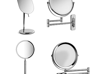 Modern Round Mirrors With Sleek Metal Frames Tabletop And Wall Mounted Styles 3d model