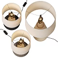 Two Stylish Table Lamps With Textured Bases And Beige Fabric Shades