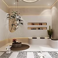 Modern Beauty Hair Salon Interior With Styling Chairs Mirrors And Decorative Plants