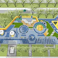 Modern Residential Landscape Design with Play Area Green Spaces and Geometric Paths