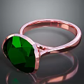 Elegant Rose Gold Ring With Stunning Green Gemstone For Daily Accessory