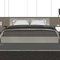 Modern Double Bed Bedroom Interior Design With Gray Headboard White Bedding And Wooden Floor Rug
