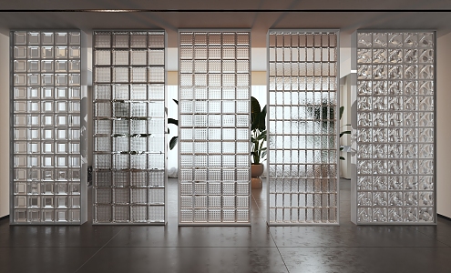 Modern glass brick glass brick partition 3d model