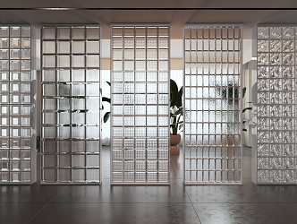 Modern glass brick glass brick partition 3d model