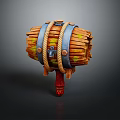 Colorful Wooden Musical Instrument Drum With Planks Blue Straps Rope And Red Handle