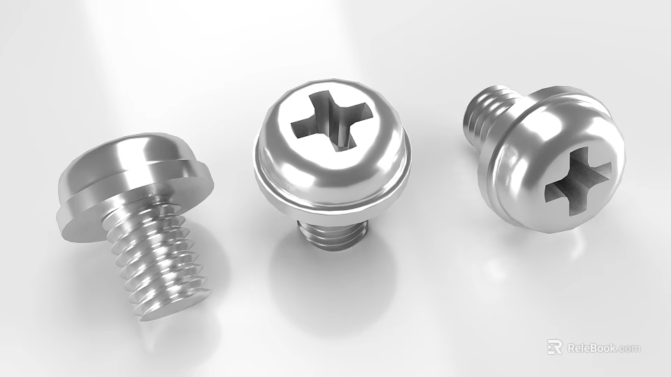 Hardware Tools Silver Cross Slot Metal Screws High Quality Durable Design 3d model