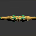 Ornate Fantasy Style Sword With Green Blade And Golden Gemstone Decorations
