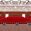 School Auditorium Interior Design With Red Seats Stage And Large Projection Screen