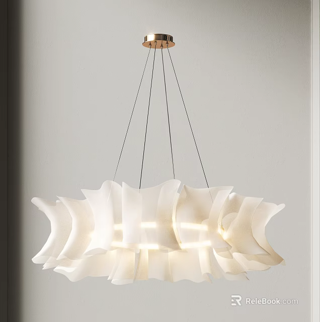 Modern White Wave Shaped Pendant Light With Elegant Hanging Design And Warm Glow 3d model 